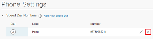 Cisco Portal Speed Dial Number remove
