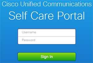 Cisco Self Care Portal login screen