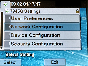 Cisco phone settings menu - Network configuration