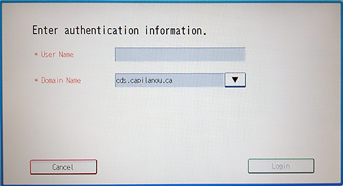 MFD - Fax login screen