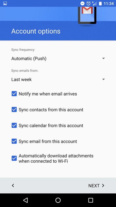 Android account options