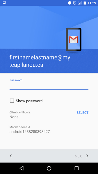 Android add password