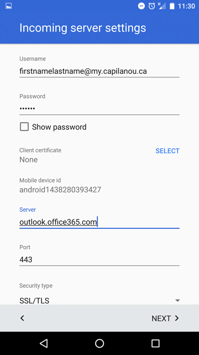 Android server settings