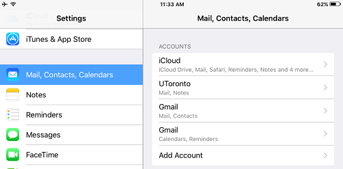iOS Mail screen