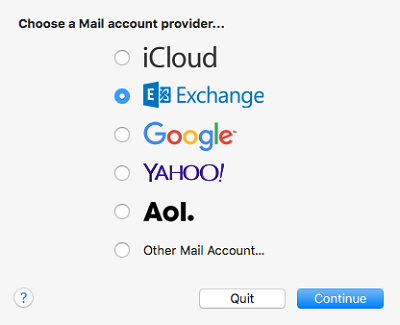 Mac Mail Exchange choice