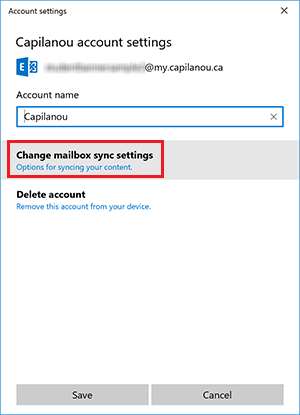 Windows Mail Account settings