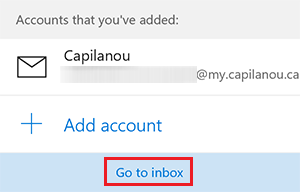 Windows Mail account list