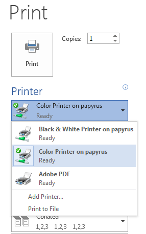 Print PC choose printer