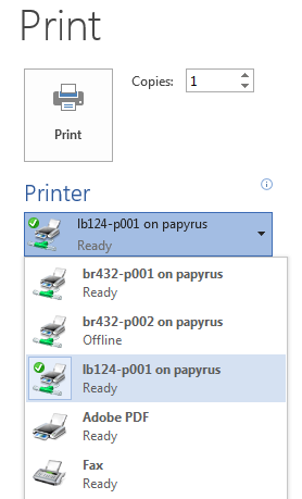 Print PC lab choose printer