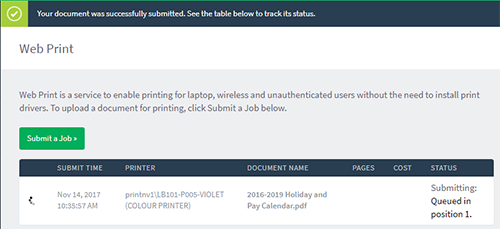 Web Print submitting