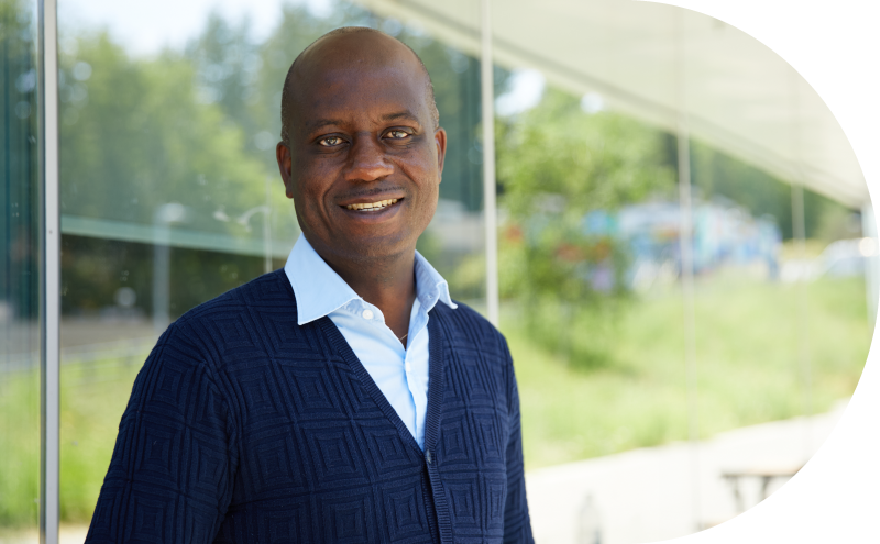 Student standing outside