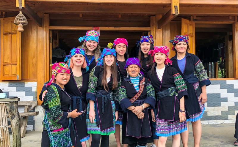 Students posing for Study Abroad photo 