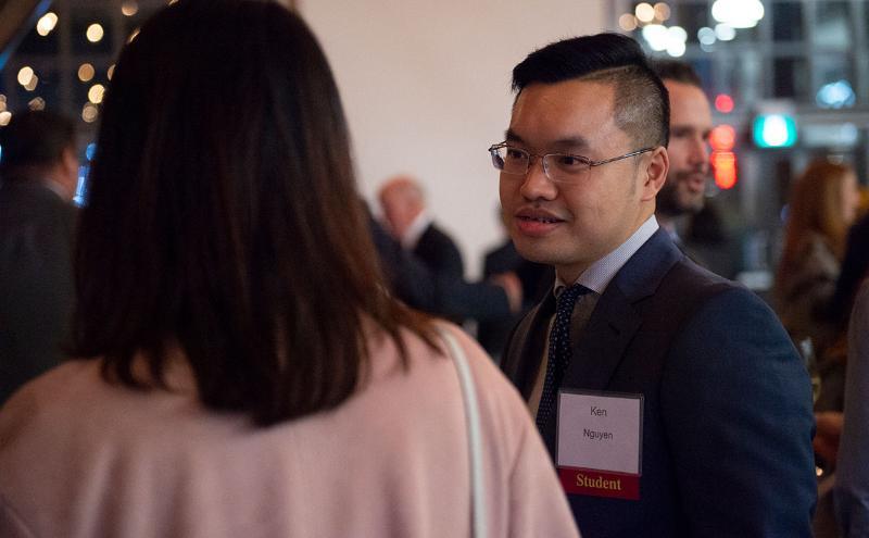 Students, alumni and industry representatives network at the 11th annual Creating Connections at The Pipe Shop in North Vancouver on Wednesday, Nov. 14, 2018.