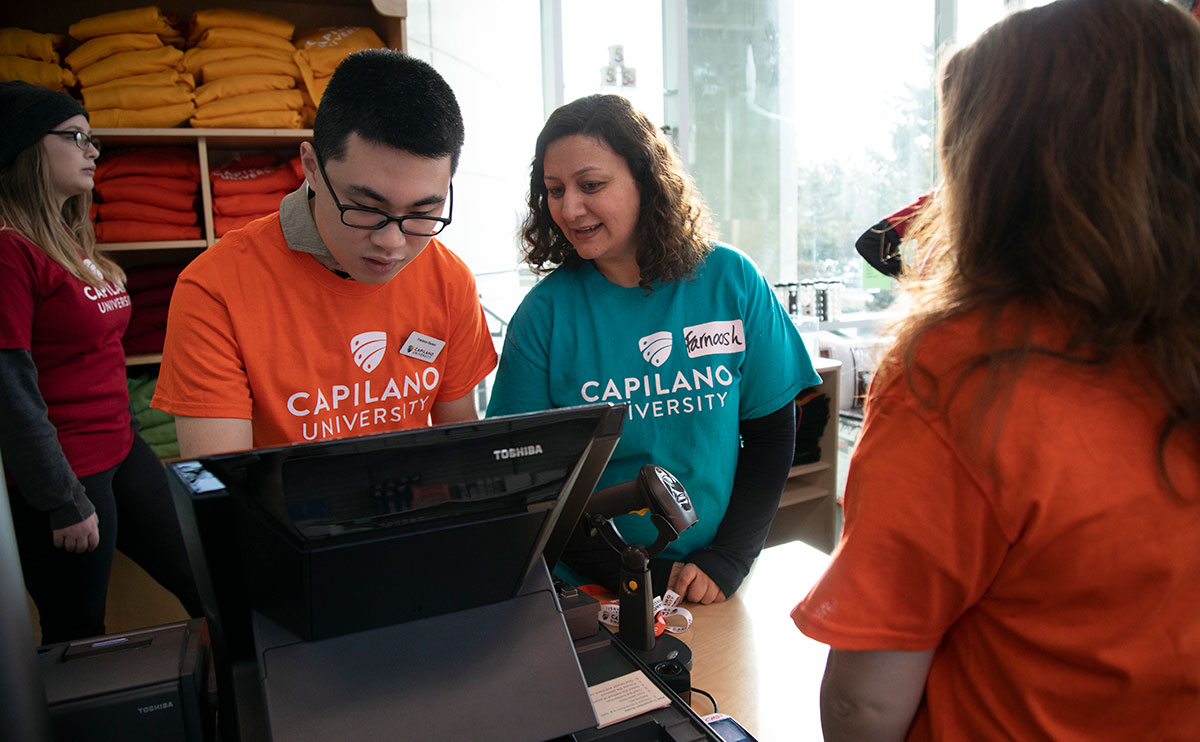 Teacher training student in CapU Bookstore