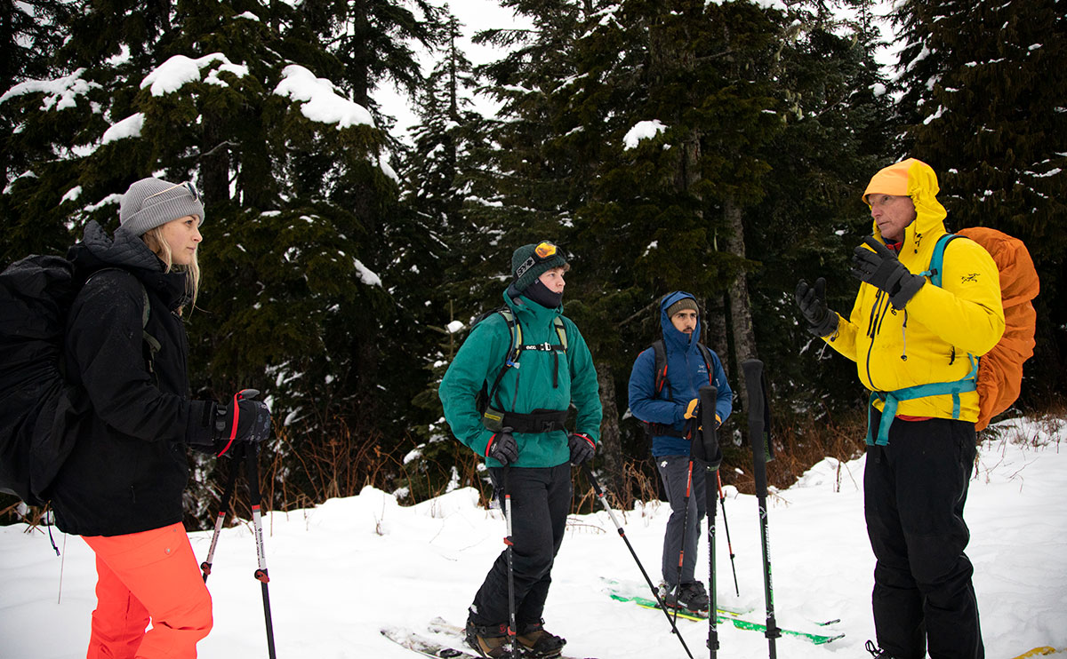 Students taking part in an avalanche training course