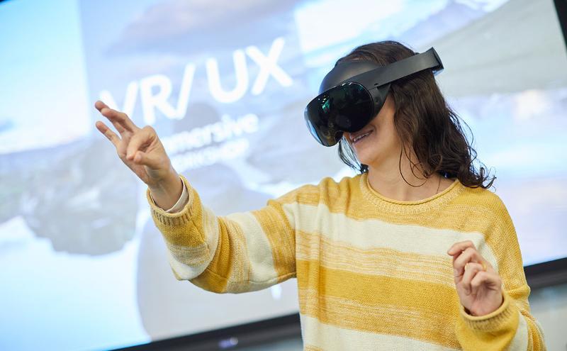 CapU Interaction Design student using a VR headset