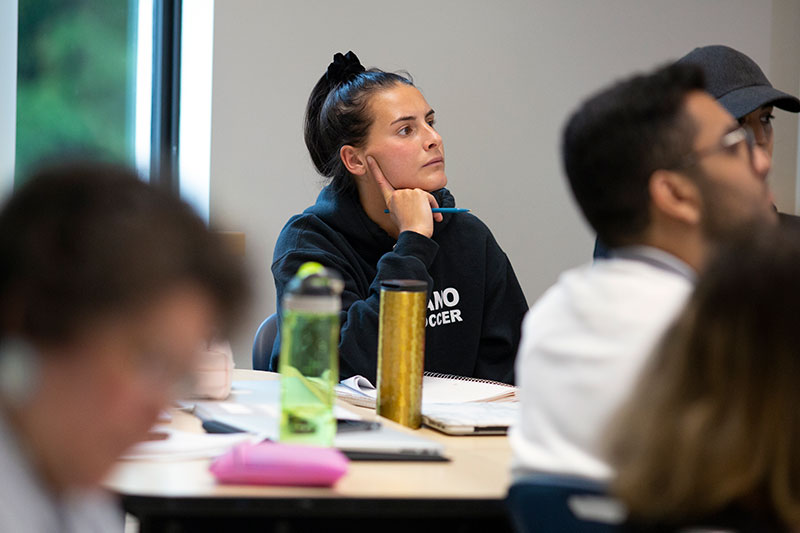 Student listening to a lecture.