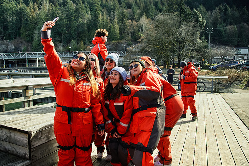 CapU tourism students at Sewell's Marina in Horseshoe Bay.