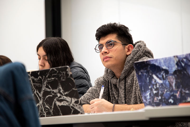 A student taking a business class.