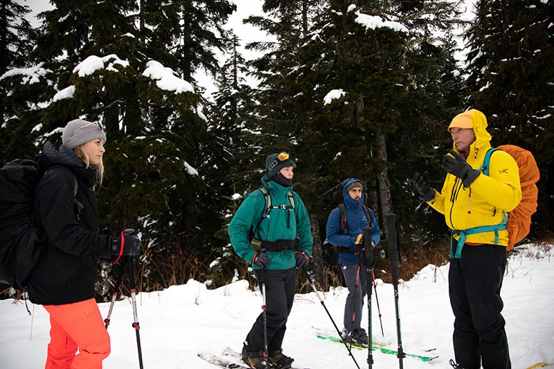 Students in the Outdoor Recreation Management program taking part in avalanche training.