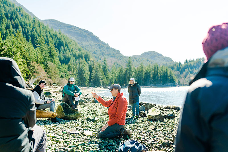 Instructor Roy Jantzen at Porteau Cove talking to his students.