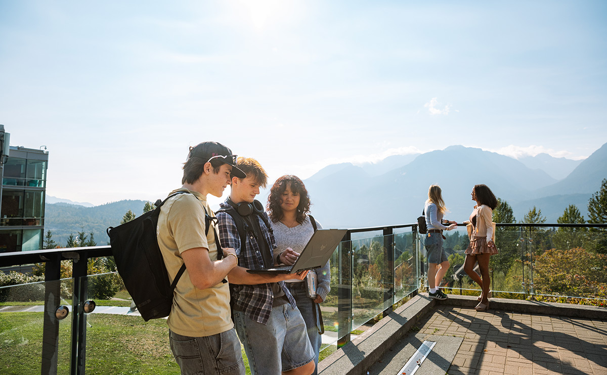 Students outside at CapU Squamish.