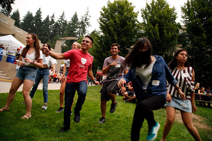 Students taking part in activities during the New Student Orientation.