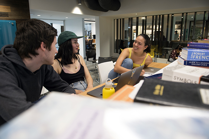 Students in Library talking