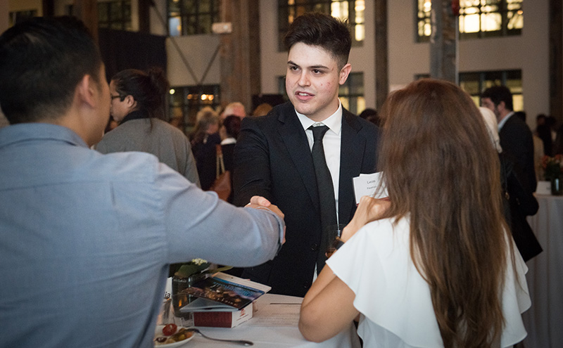 Student at networking event