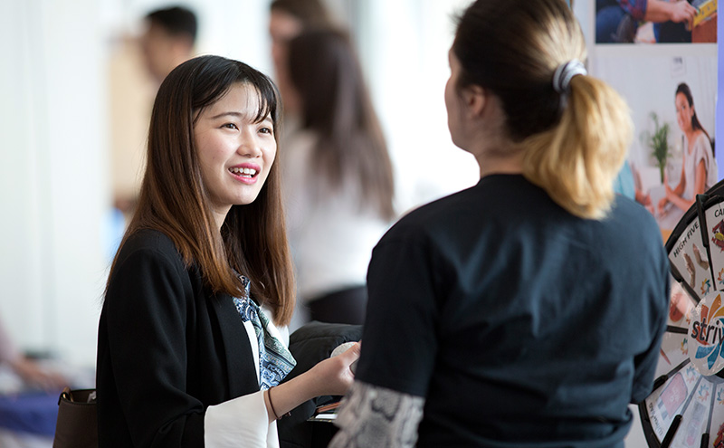 Students at networking event