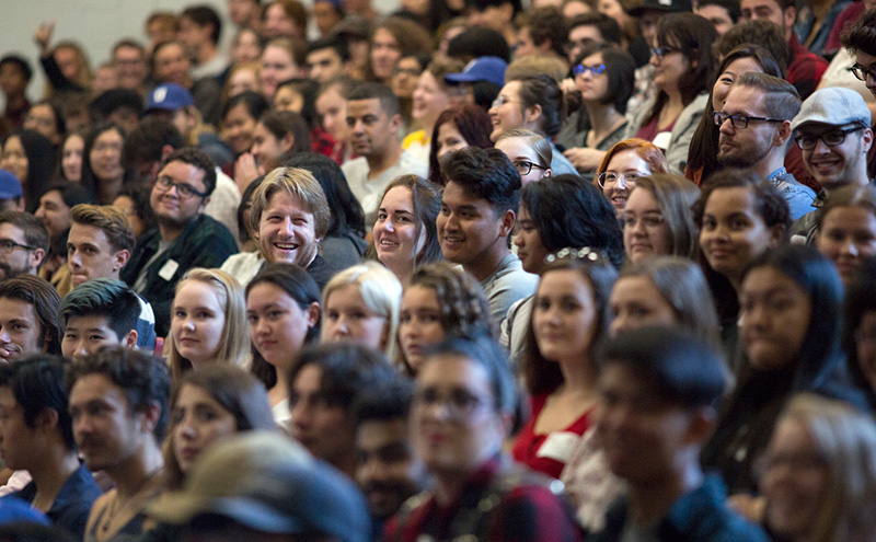 Students in audience at Orientation