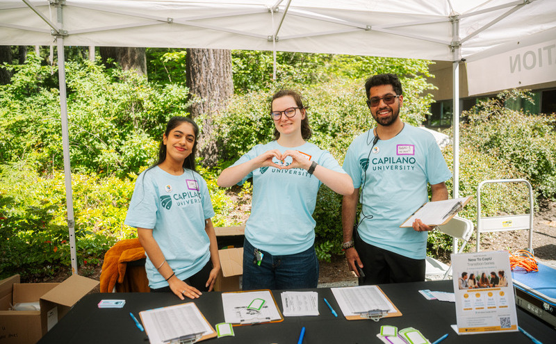 Student and staff welcoming new students