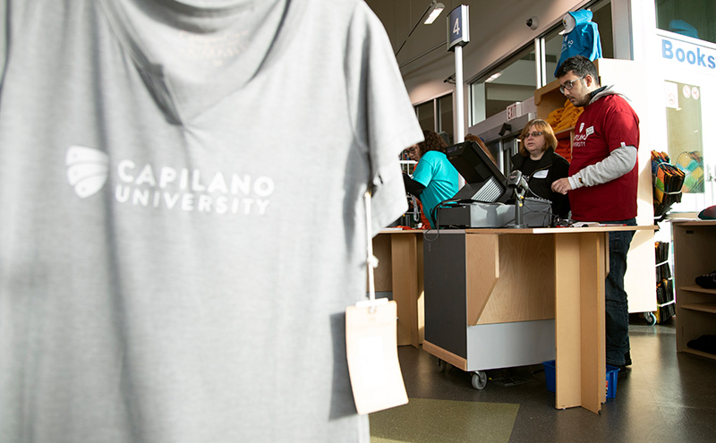 Students working in the Bookstore