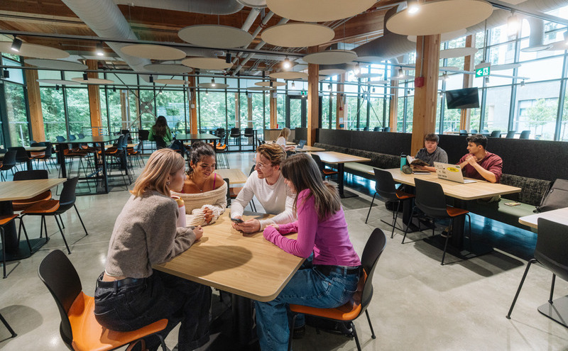 students socializing in the canteen