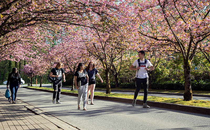 Students walking outside of residence