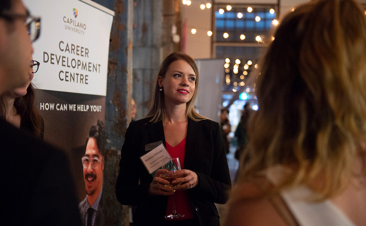 Students, alumni and industry representatives network at the 11th annual Creating Connections at The Pipe Shop in North Vancouver