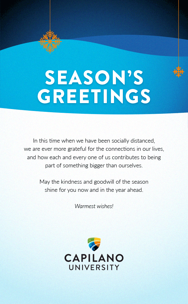Animated gif 2020 CapU holiday greeting e-card